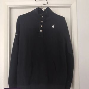 Vintage Apple Logo J. America Henley Sweatshirt Pullover Dark Blue Men's Medium